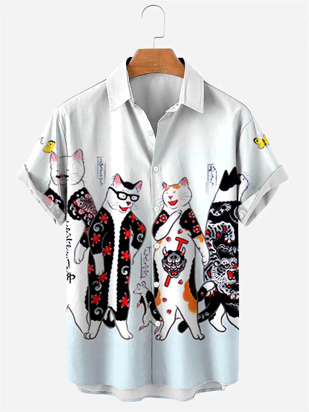 Cool Yakuza Cat Print Hawaiian Shirt – Meowgicians™