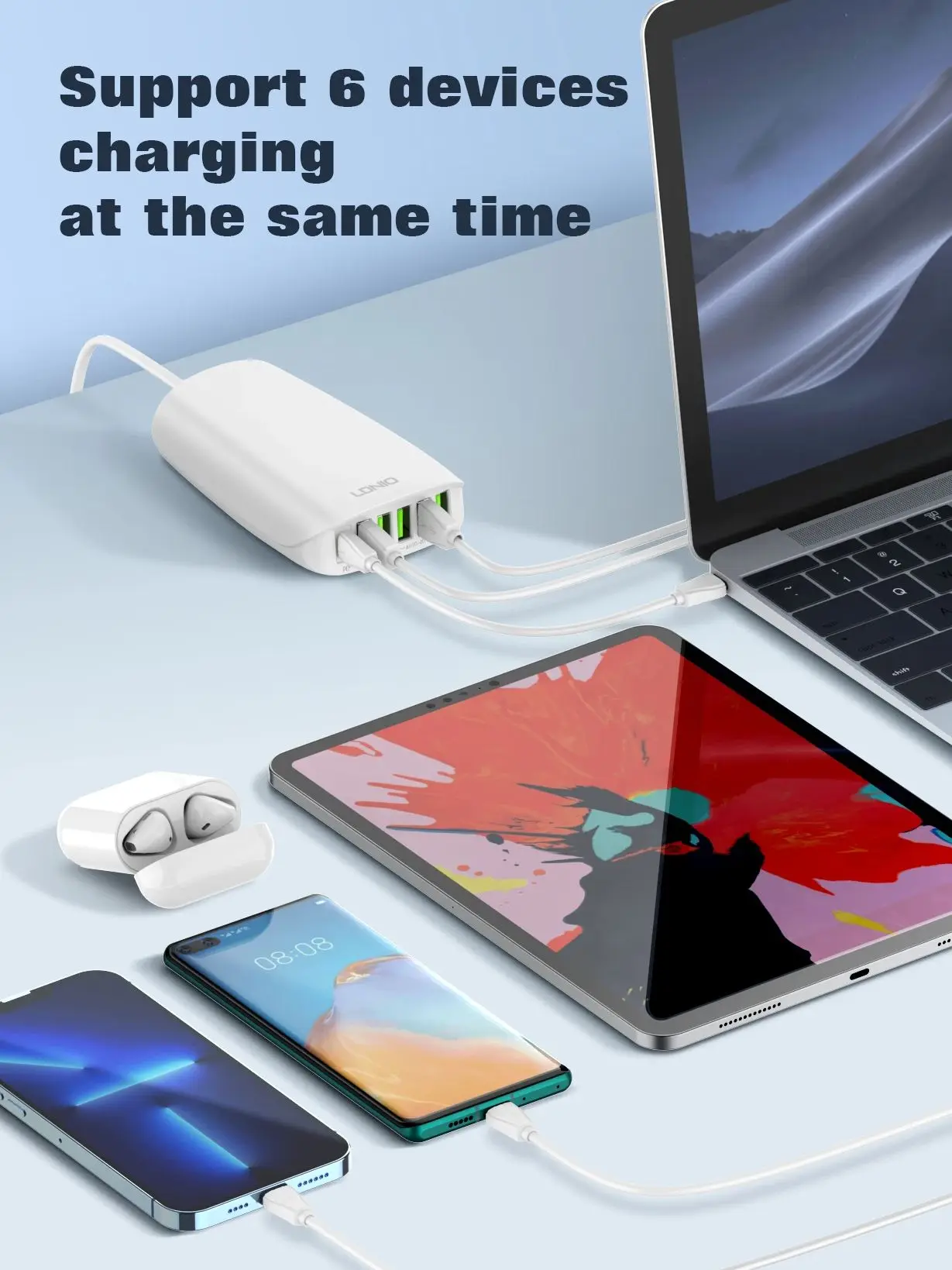 Chargeur Mural 6 Ports USB LDNIO A6702 - 7A - Neuf Dans Son Emballage D'origine - Pour Tous Appareils