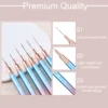 6Pcs Transparent French Stripe Liner Kolinsky Brush 3D Tips Manicure Ultra-thin Line Drawing Pen Brushes Painting Nail Art Tools 4