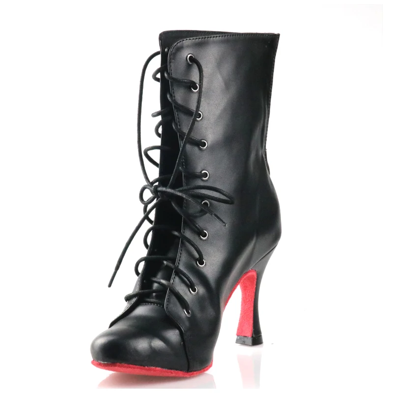 Women's Latin Shoes Black Suede Dance Shoes Tango Shoes High Heels Women's Party Shoes Red