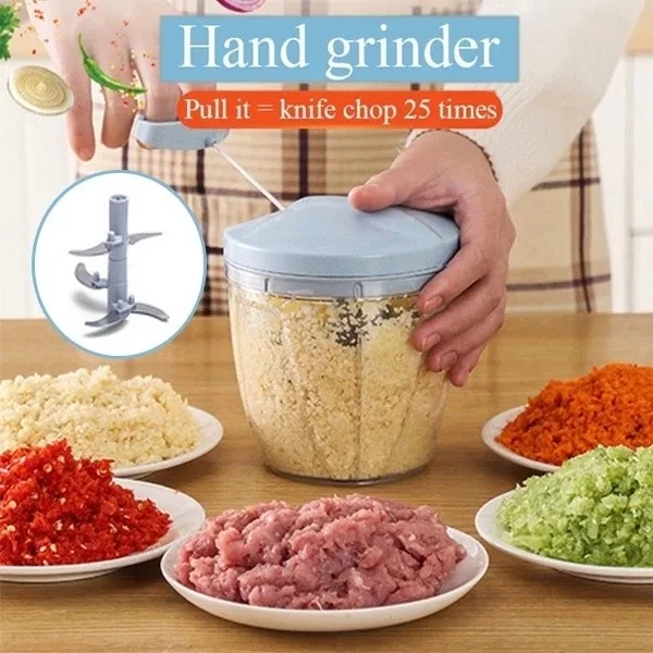 Portable Garlic Masher Kitchen Mini Vegetable Grinder Manual Meat Food Crusher 500/900ML