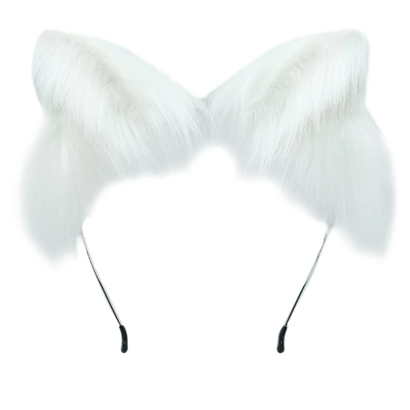 Handmade Cat Faux Fur Ears Headband Solid Color Fluffy Plush Animal Hair Hoop Anime Dress Party Cosplay Costume Hair Accessories sexy costumes for women Cosplay Costumes