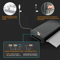 Monitor Stand Riser, With Foldable, Height Adjustable Computer Stand, Desk Shelf Riser with Storage Drawer &Tablet Phone - Image 6