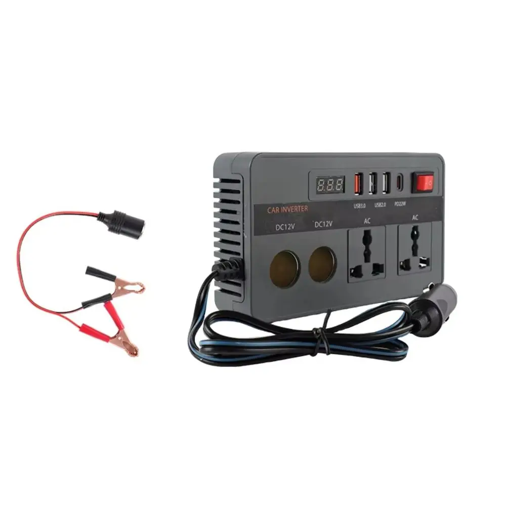 유럽 ??표준 자동차 인버터 300W 범용 자동차 전력 변환기 USB+TYPE C 고속 충전 자동차 충전기 인버터