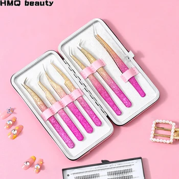 스테인리스 스틸 속눈썹 핀셋 키트, 정확한 3D 볼륨 팬, 눈썹 핀셋, 비자성 속눈썹 연장 액세서리, 메이크업 도구