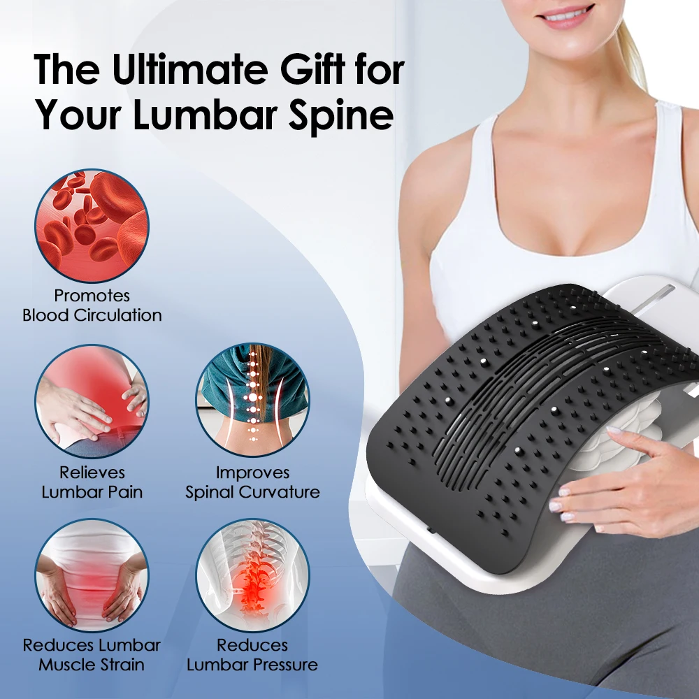 2-IN-1 Electric+Manual Back Stretcher Adjustable Height Airbag Waist Back Stretching Massager Lumbar Support Traction masajeador