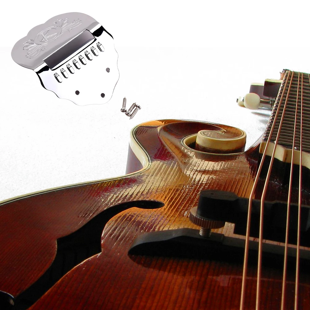 8 String Mandolin Pulling Board & Screws Mandolin Tailpiece Parts Metal Mandolin Tailpiece Replacement Part for Mandolin Guitar