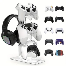 Universal 3-Layer Gaming Controller and Headphone Organizer - Black, White, Transparent (WHITE)