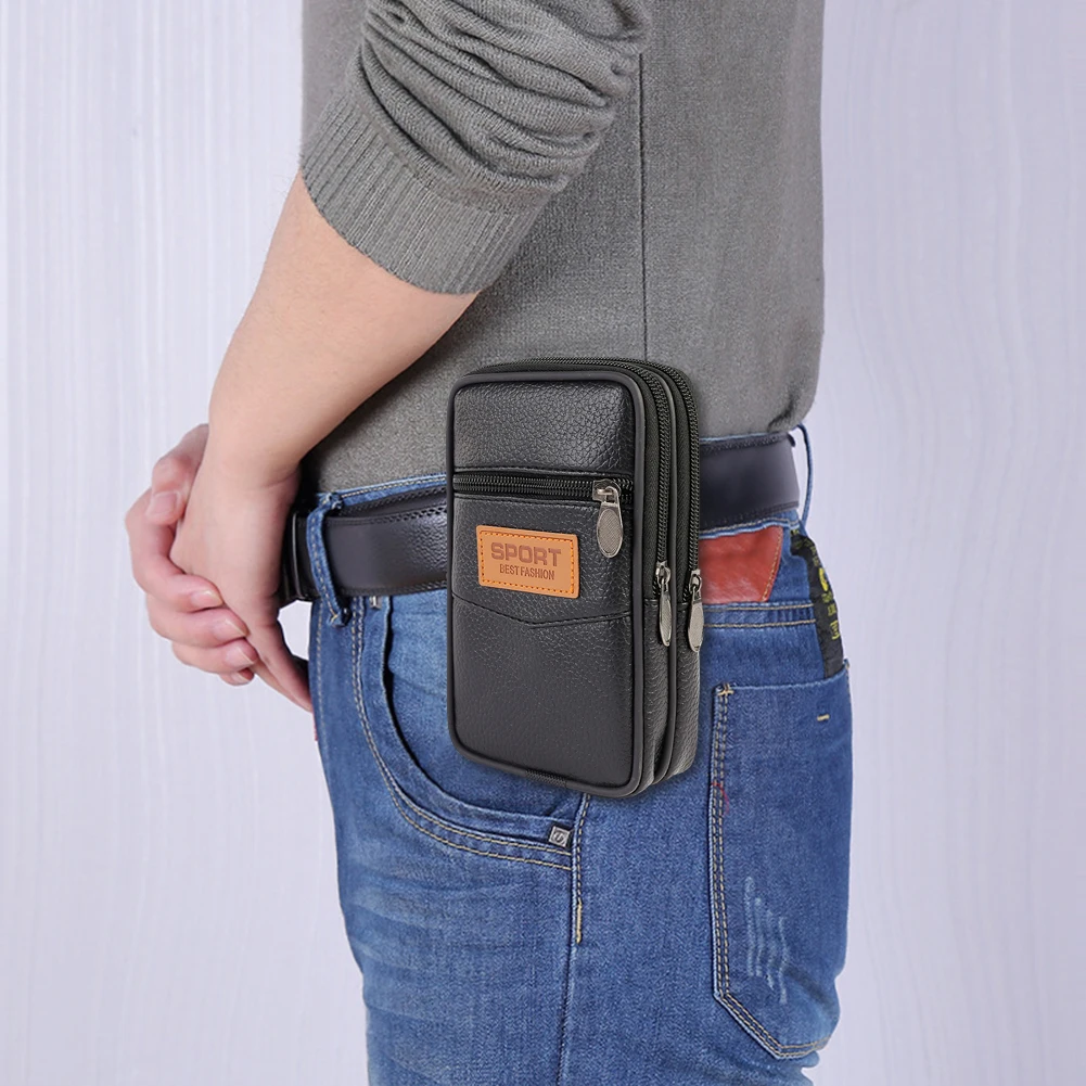 

Popular Belt Bag Sling Chest Pouch Outdoor Men Fanny Waist Bag PU Small Mobile Phone Purse Pocket Belt Bum Pouch