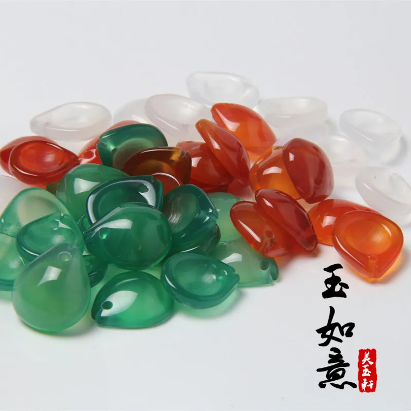 

Natural agate handcarved plum bossom petal DIY 100% real jade bracelets necklace jade accessories septa scattered beads