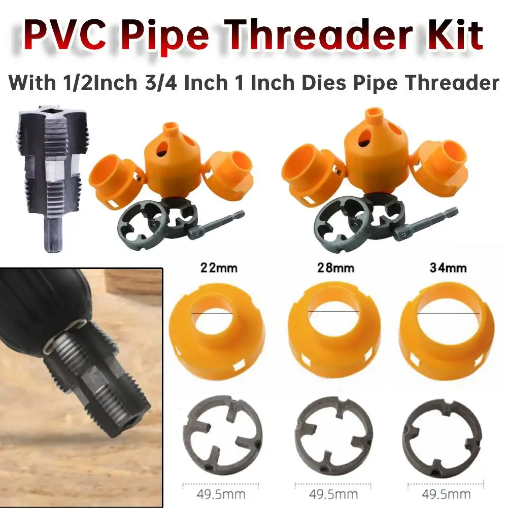 Pipe Threader With 1/2Inch 3/4 Inch 1 Inch Dies Pipe Round Die Plumbing ...
