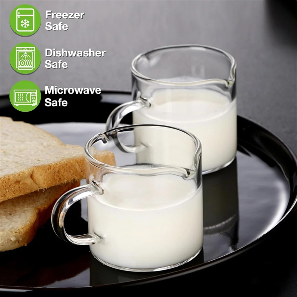 Espresso Cups Set of 2, 4 OZ Double Spouts Cups, Espresso Shot Glasses, Milk Cup with Handle, Clear Glass,