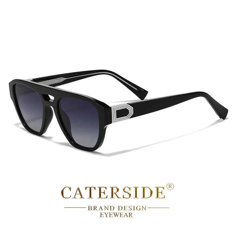 CATERSIDE Herren-Sonnenbrille mit quadratischem Rahmen, großer Fassung, flachem Oberteil, Doppelbrücke, Farbverlauf, für Damen, Outdoor, Autofahren, modische Brille – Detail 10