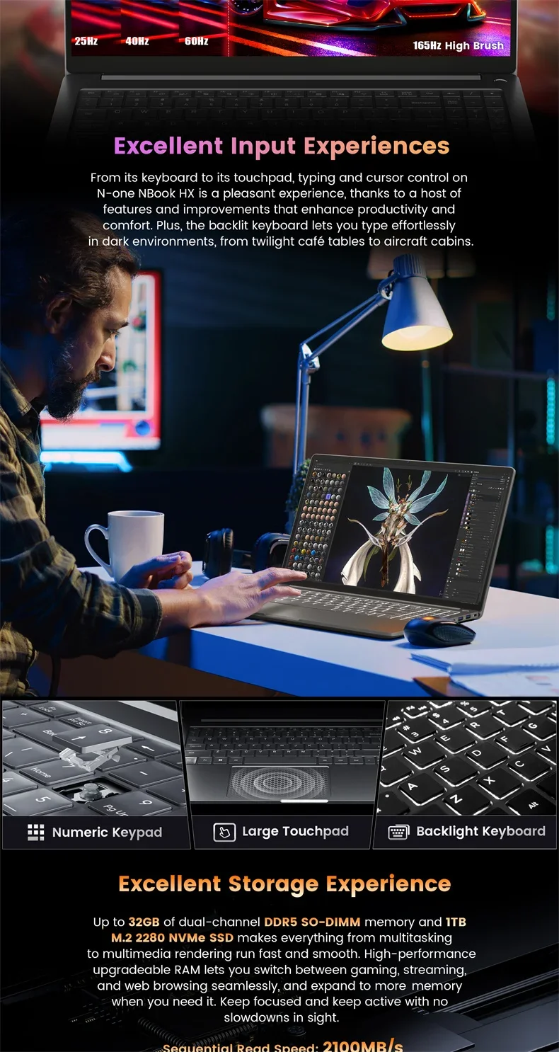 SZBOX NBOOK HX 15.6 Inch Ryzen 9 6900HX Laptop Windows 11 Pro DDR4 32GB 1TB SSD WIFI6 BT5.2 Notebook 6