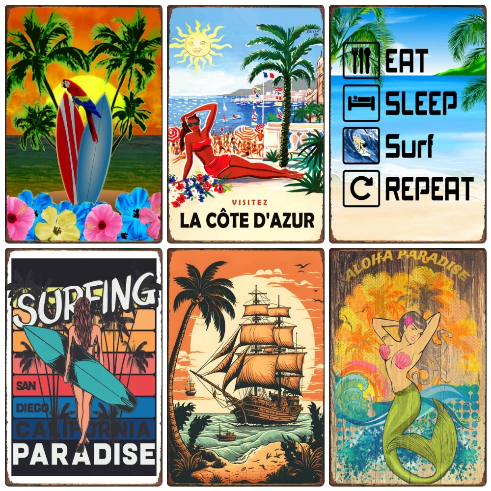 No Parking Tin Sign - Rustic Beach Lake House Cottage Farm Decor Metal Sign