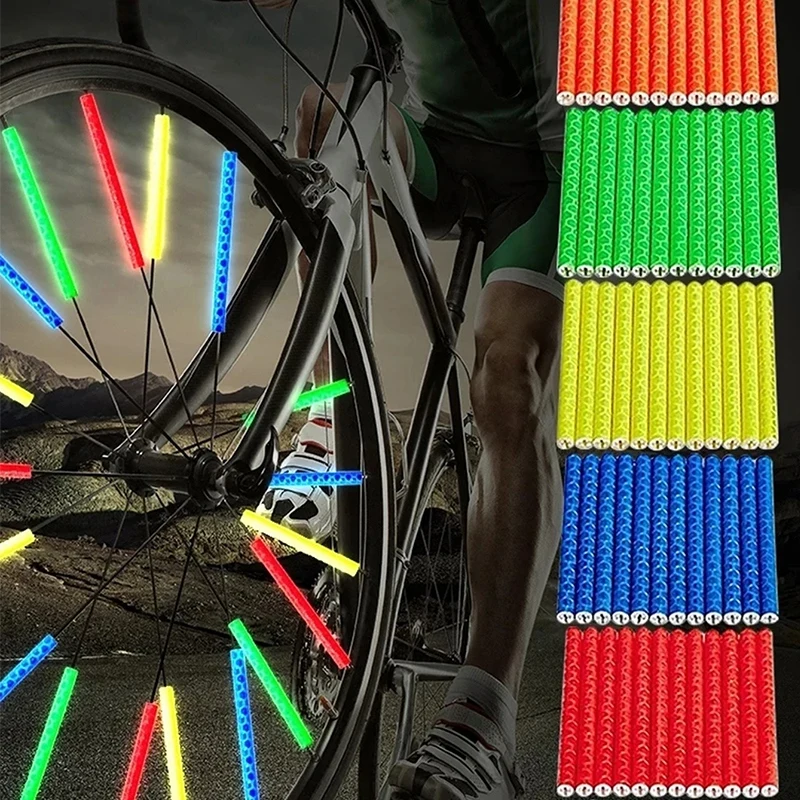 Bicycle Warning Strip Car Motorcycle Scooter Wheel Reflective Sticker Tire Rim Color Card Strip Night Vision MTB Lighting Tapes