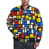 Mondrian Style Casual Jackets Checkerboard Waterproof Windbreak Man Design Coats Autumn Kawaii Outerwear Jacket Large Size 1
