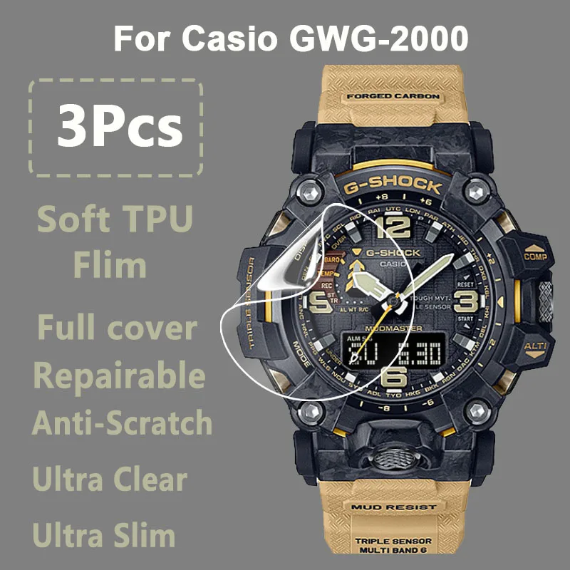 3 Pz Per Casio Gwg-2000 Gwg 2000 Smartwatch Clear Ultra Slim Soft Hydrogel Pellicola Riparabile Pellicola Proteggi Schermo-Non Vetro Temperato