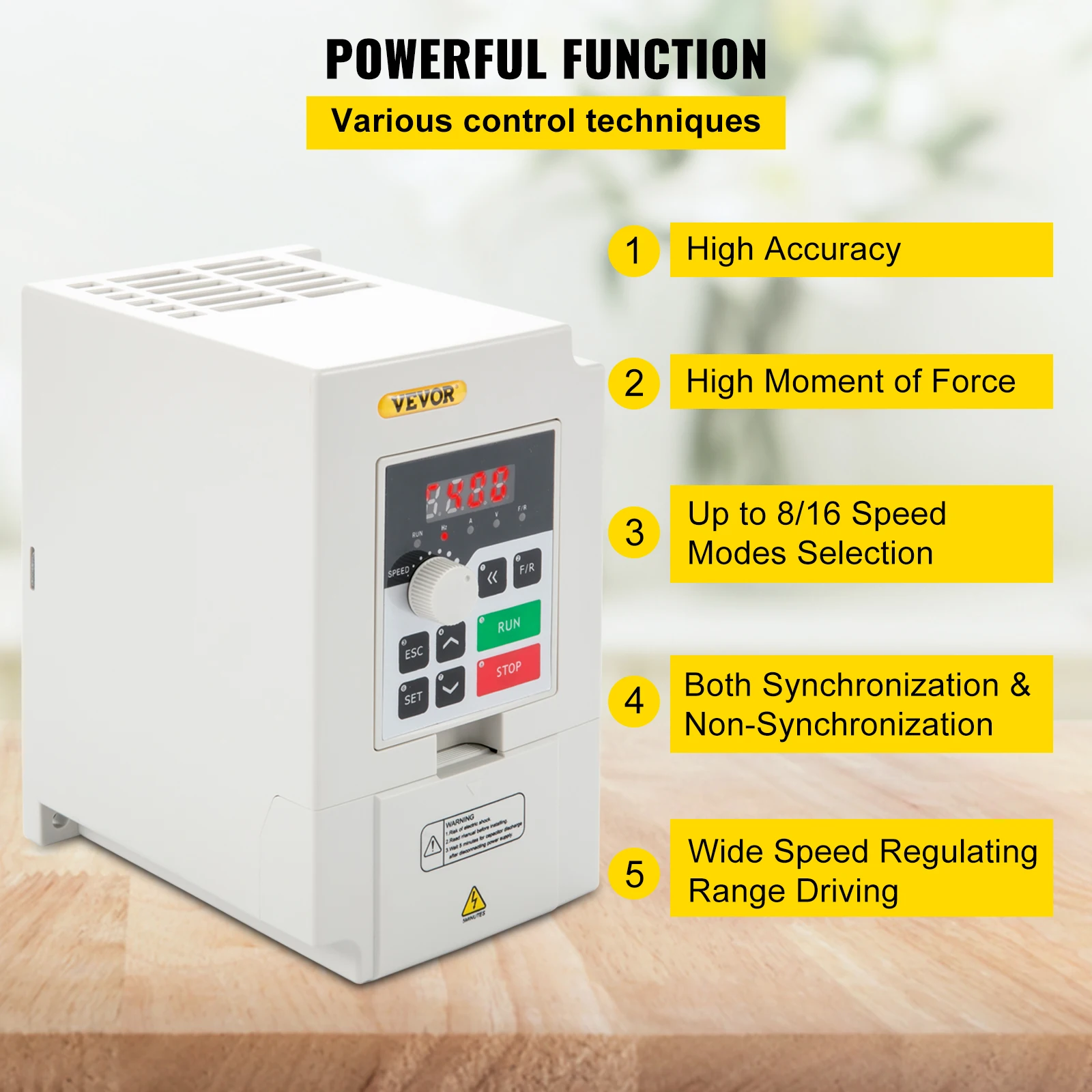 SucceBuy 2.2/3/4/7.5KW VFD Frequency Inverter 110V/220V 1/3P Input 3P Output Variable Frequency Drive CNC Motor Converter