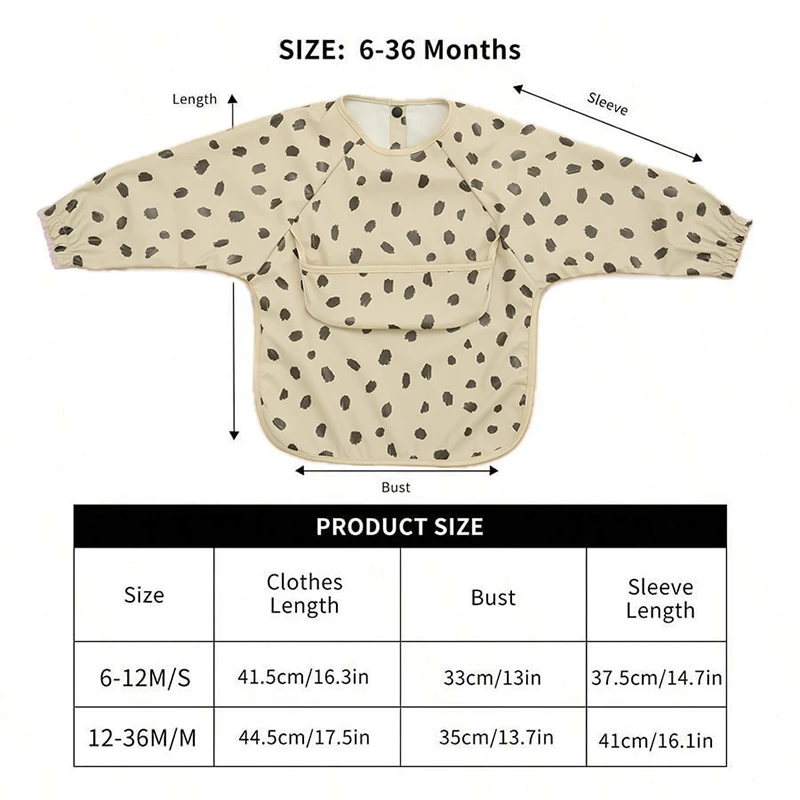 New Children Feeding Aprons Long Sleeve Baby Bib With Pocket Full Cover Kid Gown With Bag Waterproof Long-Sleeve Smock 3