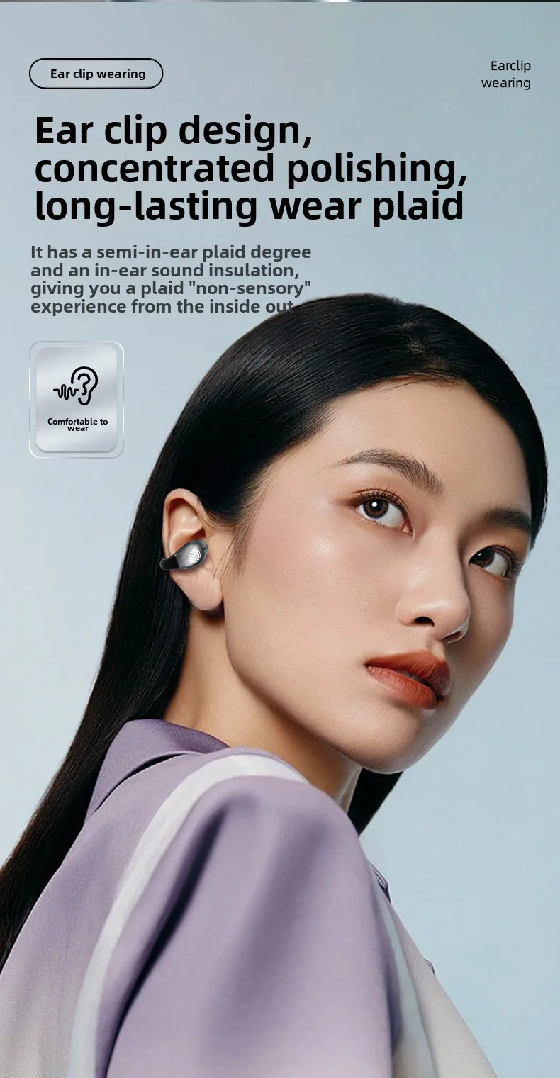 New OWS bone conduction clip ear type ultra-long standby painless ear sports mus