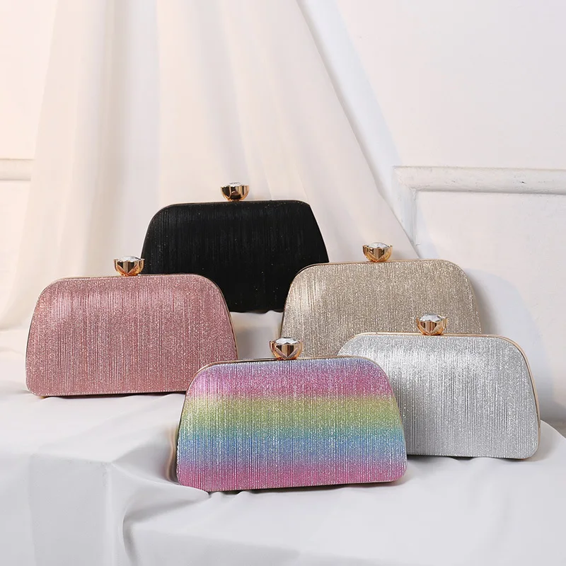 

Women Gradual Rainbow Box Evening Bag Fashion Designer Party Wedding Clutch Purse Female Mini Jelly Chain Crossbody Shoulder Bag
