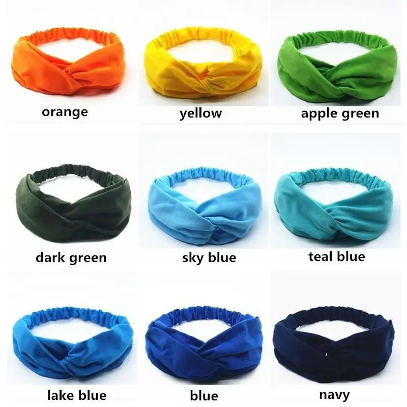 Baumwolle Twist Stirnbänder für Frauen Knoten Elastische Haarbänder Sport Yoga Stirnbänder Make-Up Spa Headwrap Verband Mädchen Haar Zubehör – Detail 9