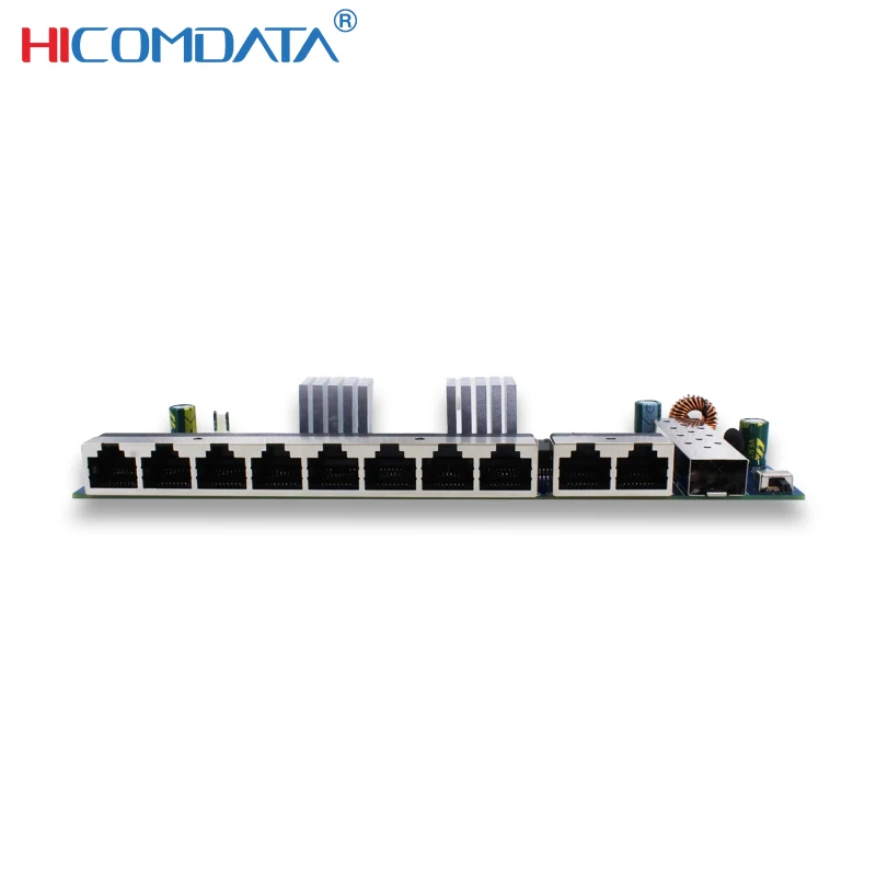 HICOMDATA PoE 스위치 기가비트 11포트 1 SFP 2 RJ45 8 POE 48V 표준 IEEE802.3af 네트워크 POE 스위치 PCBA 보드