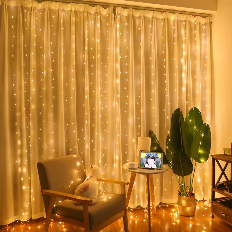 600/300 LED Window Curtain String Light Wedding Party Home Garden Bedroom Outdoor Indoor Wall Decorations