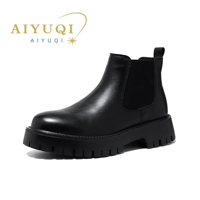 AIYUQI Marton Boots Men Winter 2023 New Middle-help Men Chelsea Boots British Wind  Fashion Smoke Boots Men Shoes