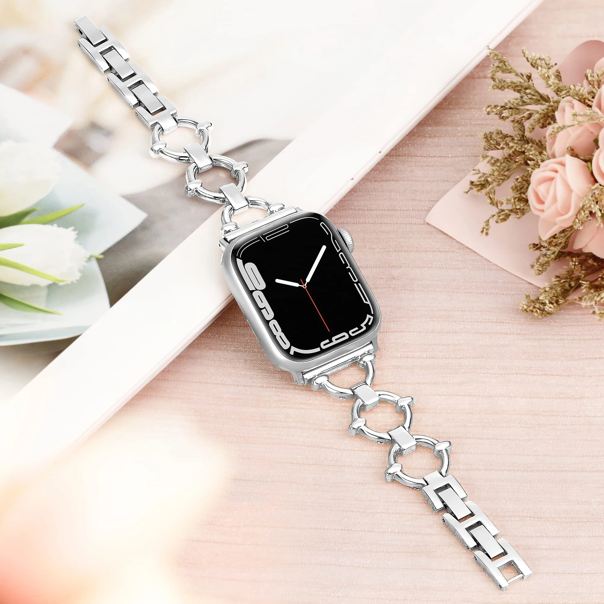 Elegant Women's Slim Stainless Steel Bracelet Watch Band with Metal Strap