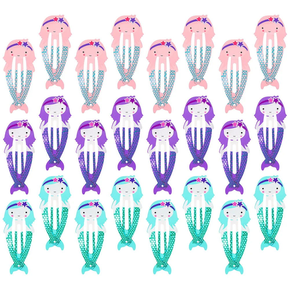 

24 pcs Lovely Metal Snap Hair Clips Barrettes Mermaid Hair Accessories Girl Hair Clips