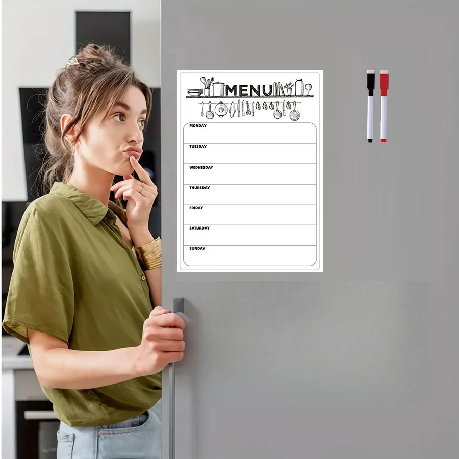 Erasable Week Meal Planner Soft Magnetic Fridge Sticker Whiteboard Message Board Memo Refrigerator Magnet