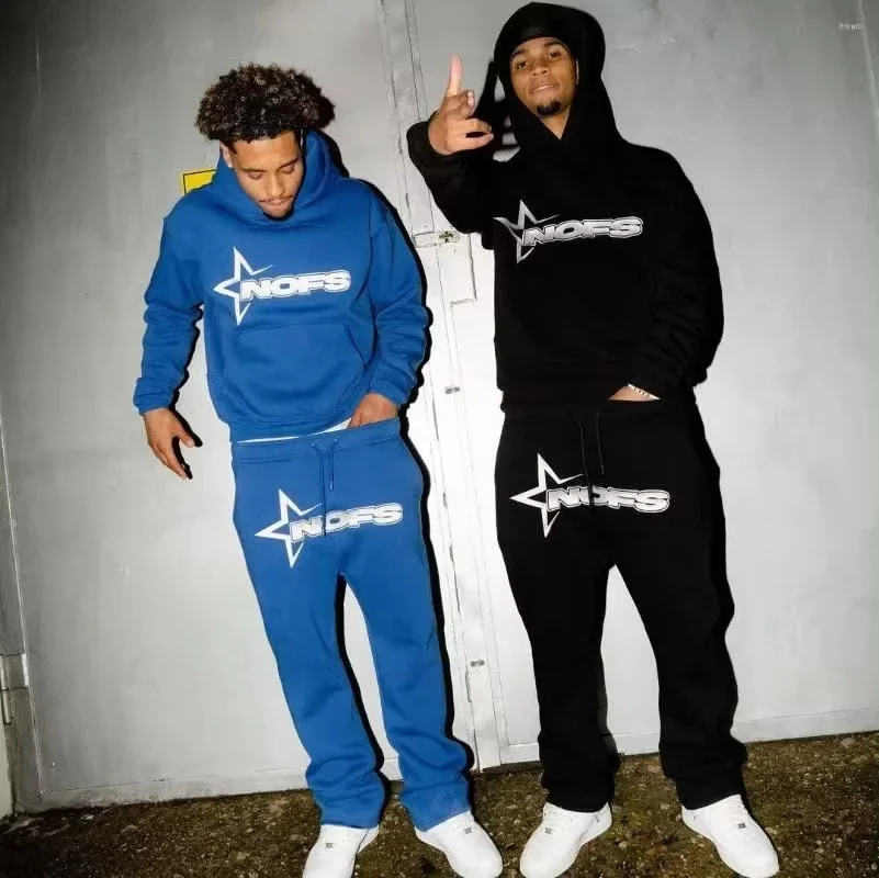 Sports Suit Sports Set Tracksuit Set Men's Tracksuits Shorts Streetwear NOFS Y2K 2 Piece Set Mens Hip Hop Letter Print Oversized Hoodie Sweatshirt Sweatpant Casual