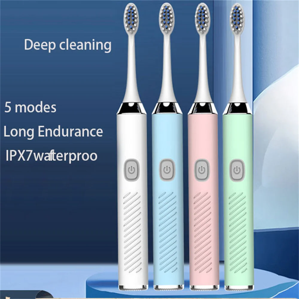 

Dropshipping Sonic Electric Toothbrush Adult Timer Brush 5 Mode USB Charger Rechargeable Tooth Brushes Replacement Heads Set