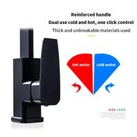Black Square Kitchen Faucet Chorme Hot And Cold Kitchen Sink Tap 360 Degree Rotation Mixer Deck Mounted Water Tap 3