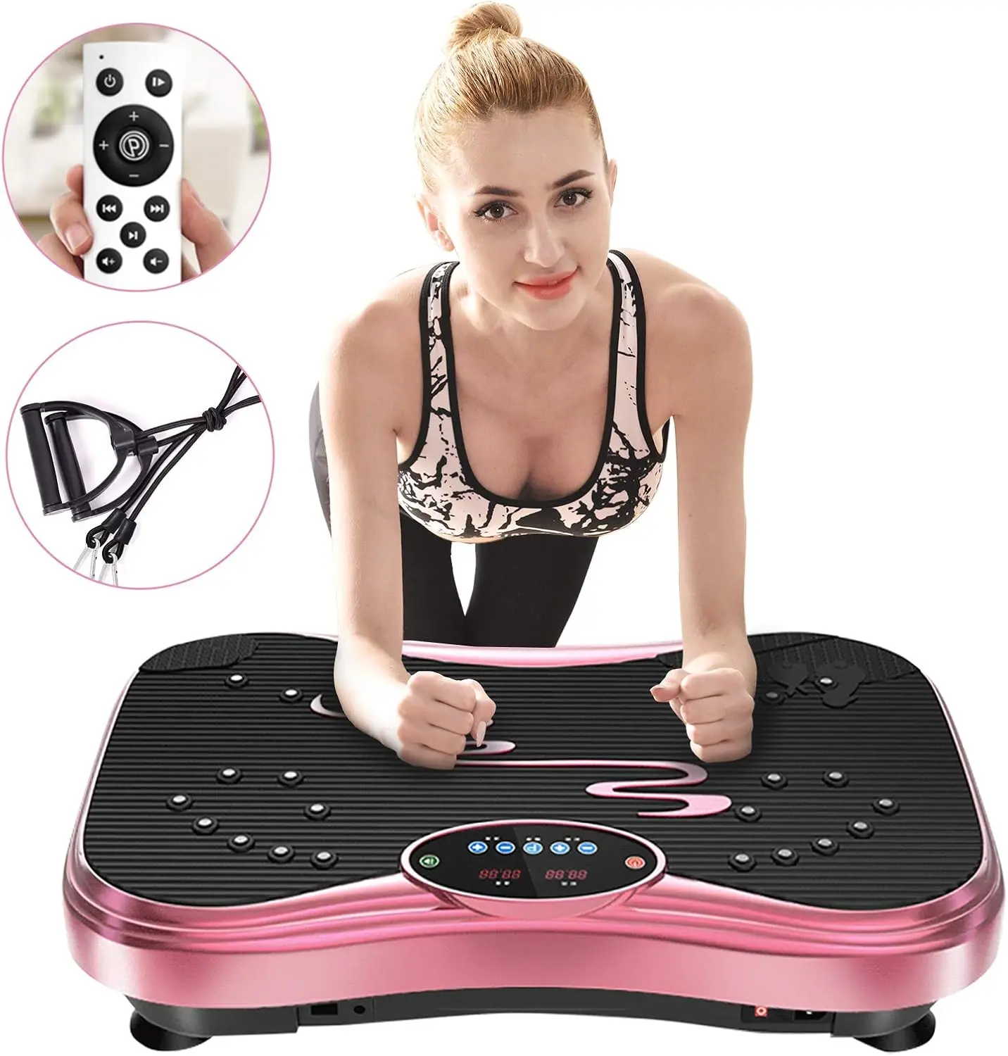 Vibration Plate Exercise Machine Whole Body Workout Vibration Fitness Platform for Home Fitness & Weight Loss + Remote + Loop Re 1