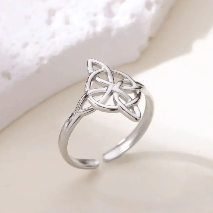Geometric Flower Rings For Women Gold Stainless Steel Adjustable Ring