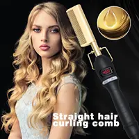 Hot Comb Hair Straightener Heat Pressing Combs LCD Ceramic Curling Iron for Hair Beard Wigs Wet and Dry Hair Styling Tools 1
