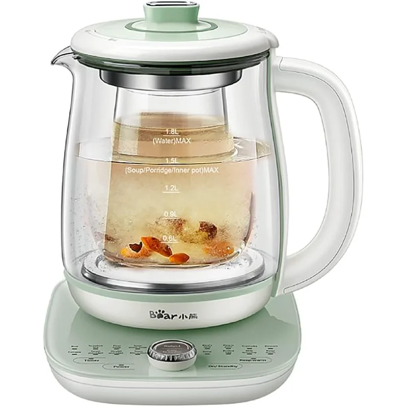 Health Pot, Electric Kettle Tea Maker with Infuser, Glass Kettle & Stew Pot, 16 Menus