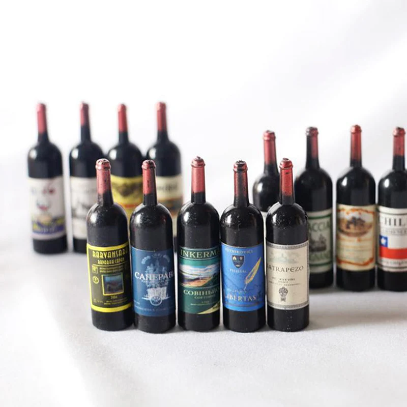 

5Pcs 1/12 Dollhouse Miniature Red Wine Bottle Simulation Accessories For Food Play Toy Decoration