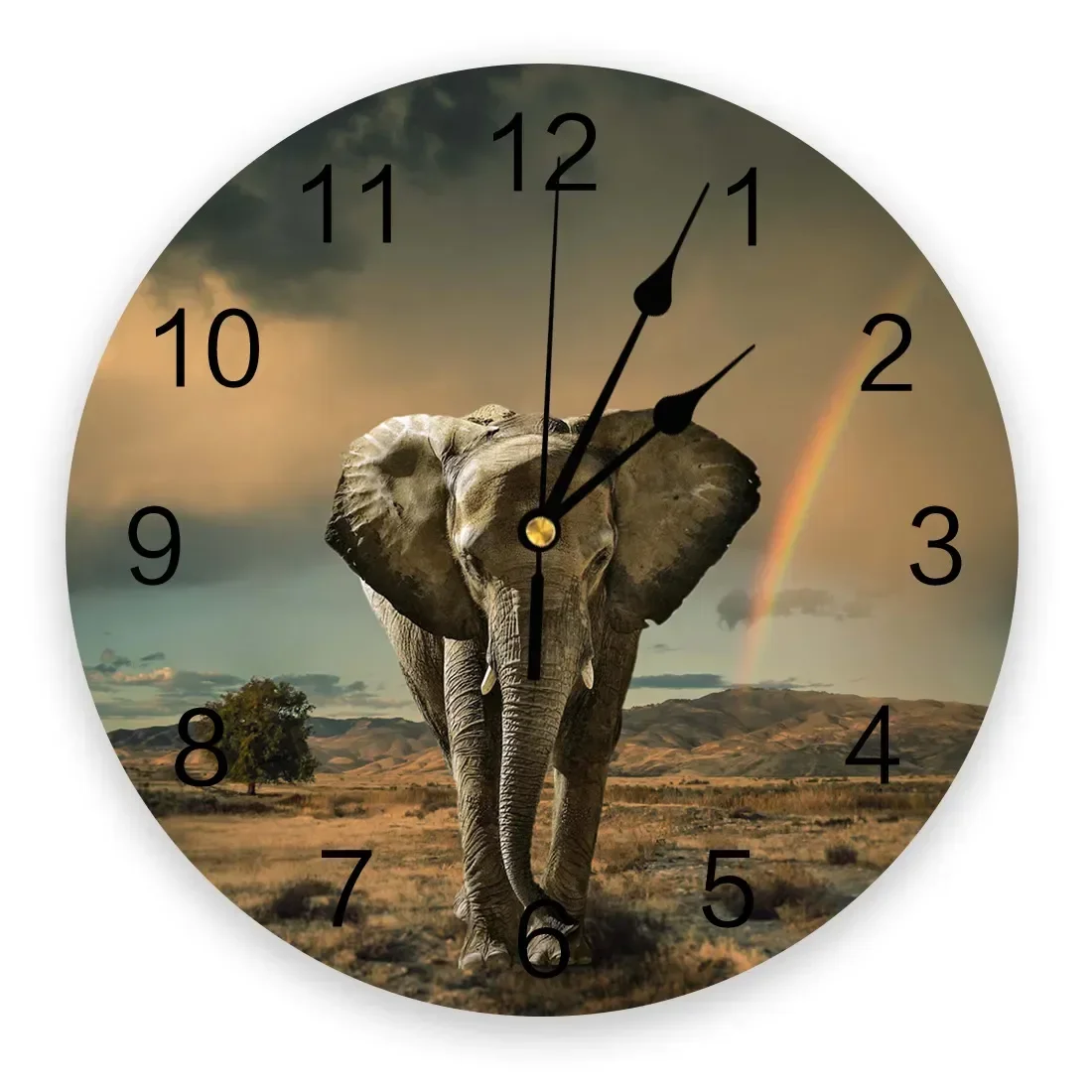 

Prairie Animal Elephant Design Wall Clocks Silent Home Cafe Office Wall Decor Clocks for Kitchen Wall Art Large Wall Clocks 25cm