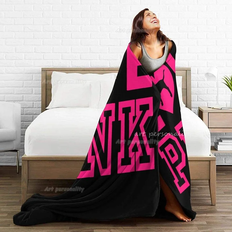 Pink Blanket Love Pink Dog Heart Adult Kids Fleece Blanket Ultra-Soft Micro for Couch or Bed Warm Throw Blanket for Girl Gifts 5