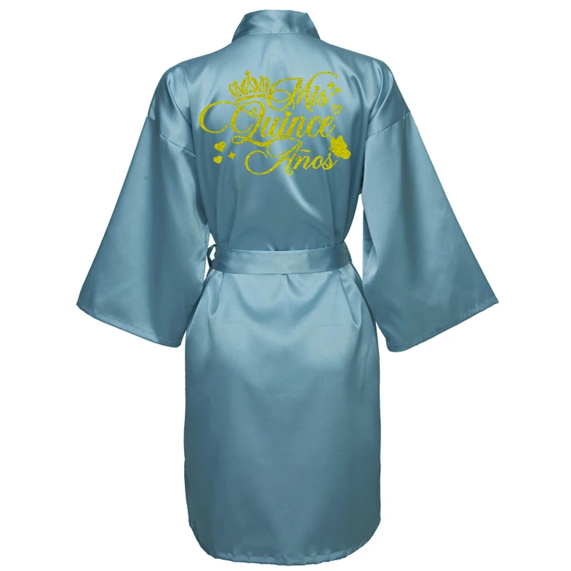 Mis15 Años Robe 15 Years Girl Birthday Party Robes Quinceanera Robe Mis XV Bathrobe Silkly Nightgown