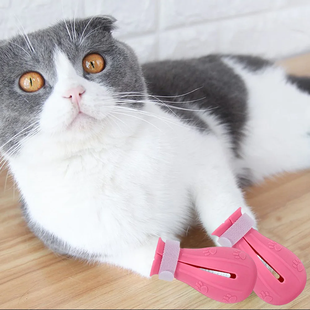 4Pcs Cat Claw Cover Anti Bite Bath Washing Cut Nails Foot Cover Pet Paw