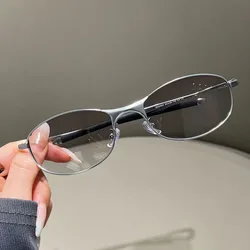 Trendy Metal Frame UV400 Sunglasses (Grey Gradient Grey)