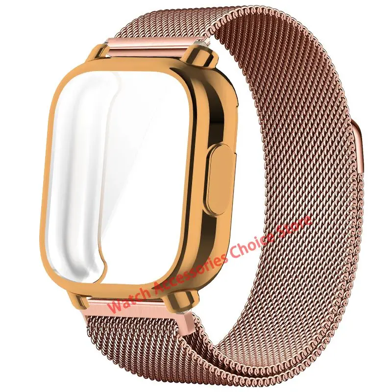 Premium TPU Case with Milanese Magnetic Metal Strap for Smart Watch - Full Screen Protection, Soft Shell Design