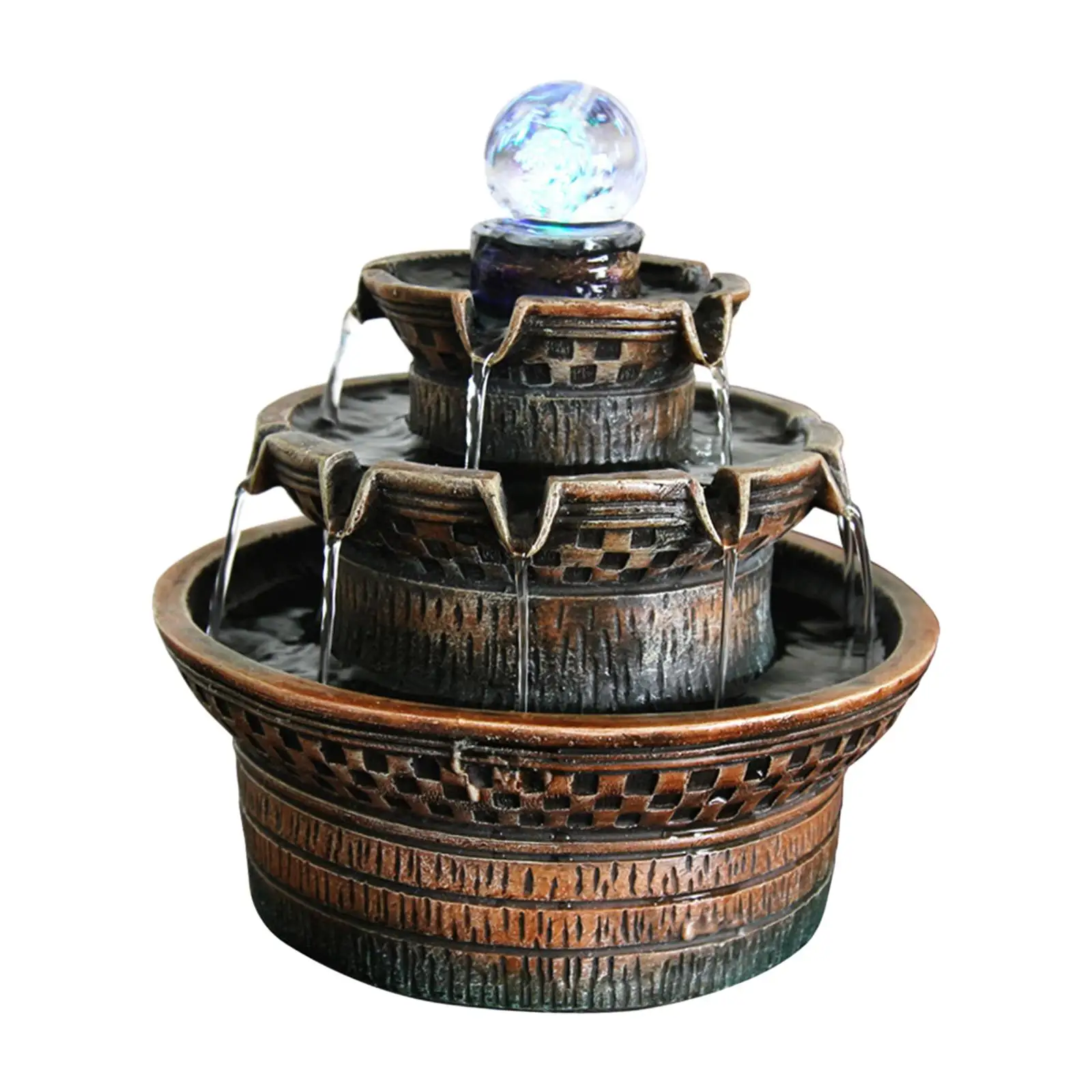 

Tabletop Water Fountain Feng Shui with Rolling Ball Good Fortune Mini Waterfall for Indoor Office Farmhouse Desktop Decor