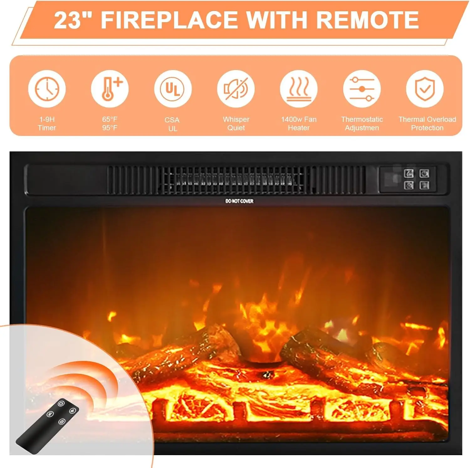 4 EVER WINNER Fireplace TV Stand with 23" Electric Fireplace, Sliding Barn Door, Farmhouse Fireplace Entertainment Center with 4