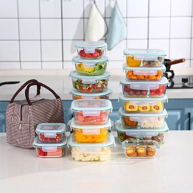 High Borosilicate Glass Lunch Box Microwave Oven Bento Bowl Sealed Glass  Office Workers' Fresh-keeping Box Set Bento Lunch Box - AliExpress